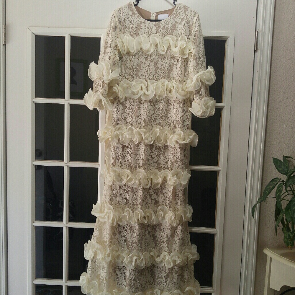 Brand New! Beautiful lace cream and tan dress!